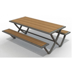 table pique-nique rectangulaire avec plateau en compact