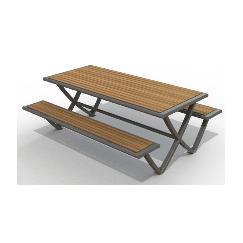 table pique-nique rectangulaire avec plateau en compact