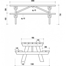 Dimensions de la table bois Berlin